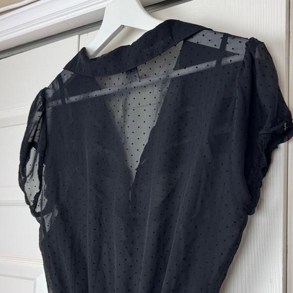 Split Black Ruffled Mini Dress - Picture 12 of 16